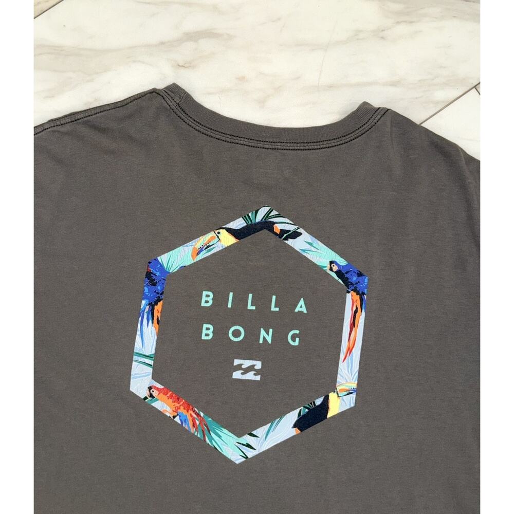 Billabong Graphic T-Shirt Adult Size XL Gray Floral Surf Wear Hawaii Beach Tee